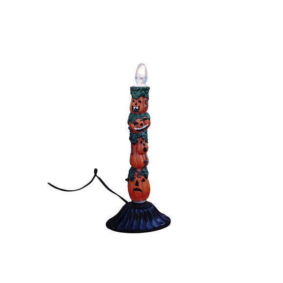 Sterling Holiday Vintage Halloween Candolier Electric Candle Pumpkin Jack O Lantern Clear